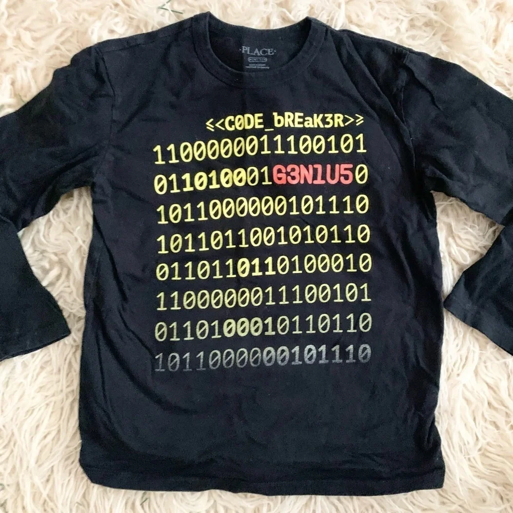 Children’s Place | Long Sleeve Top Black Shirt Coding Yellow Genius Red